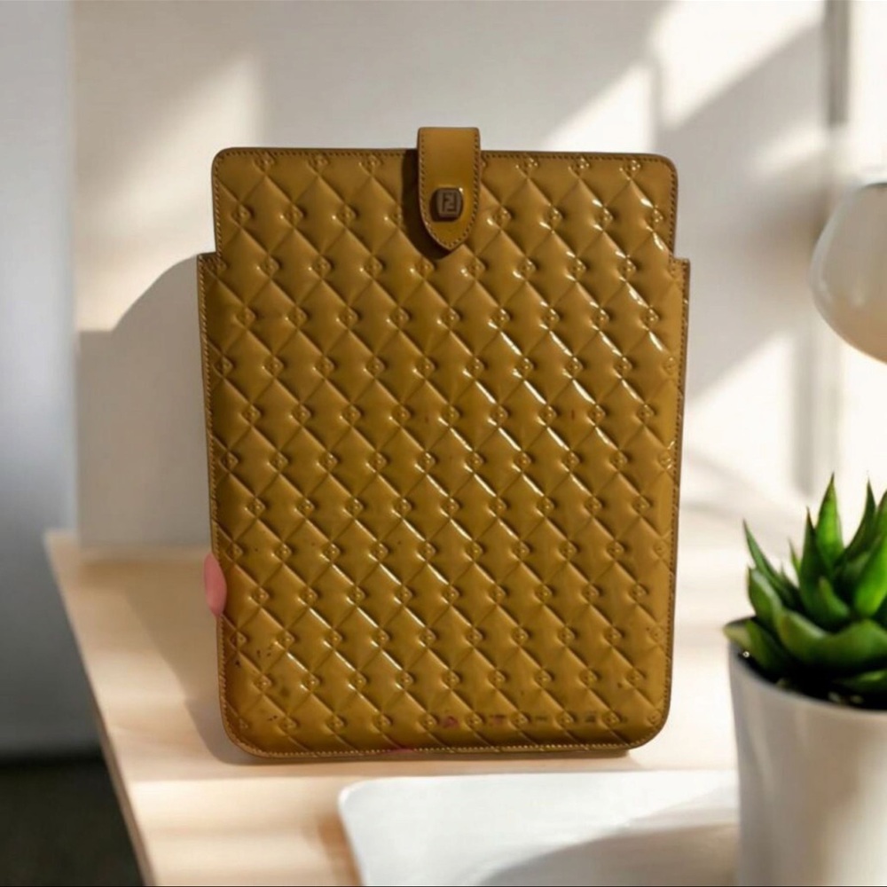 Fendi Quilted Tan Tablet Sleeve
